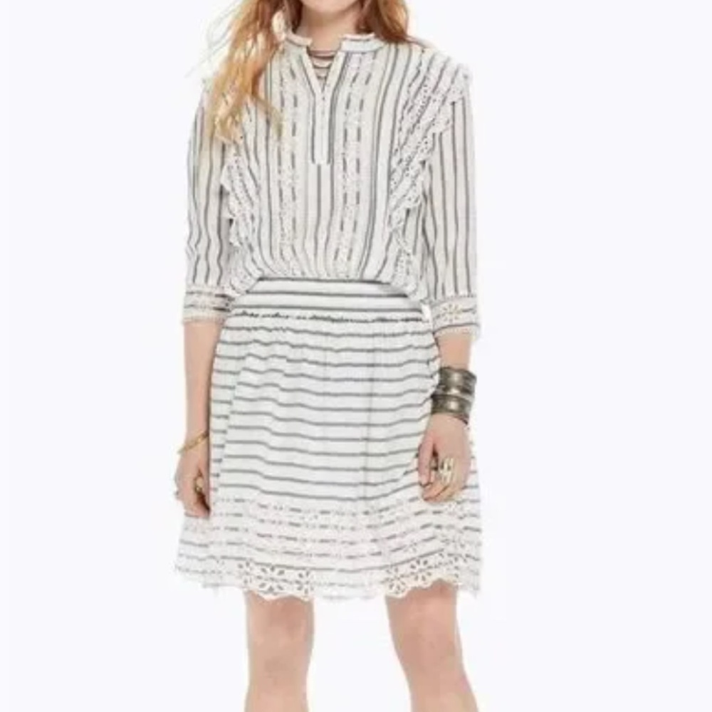 Scotch And Soda Striped Lace Trim Prairie Boho Dress Size Medium